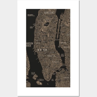 new york city map drawing Posters and Art